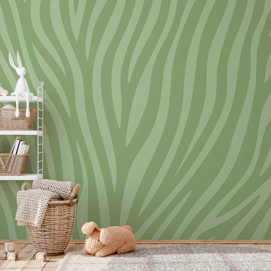 Green and white zebra print
