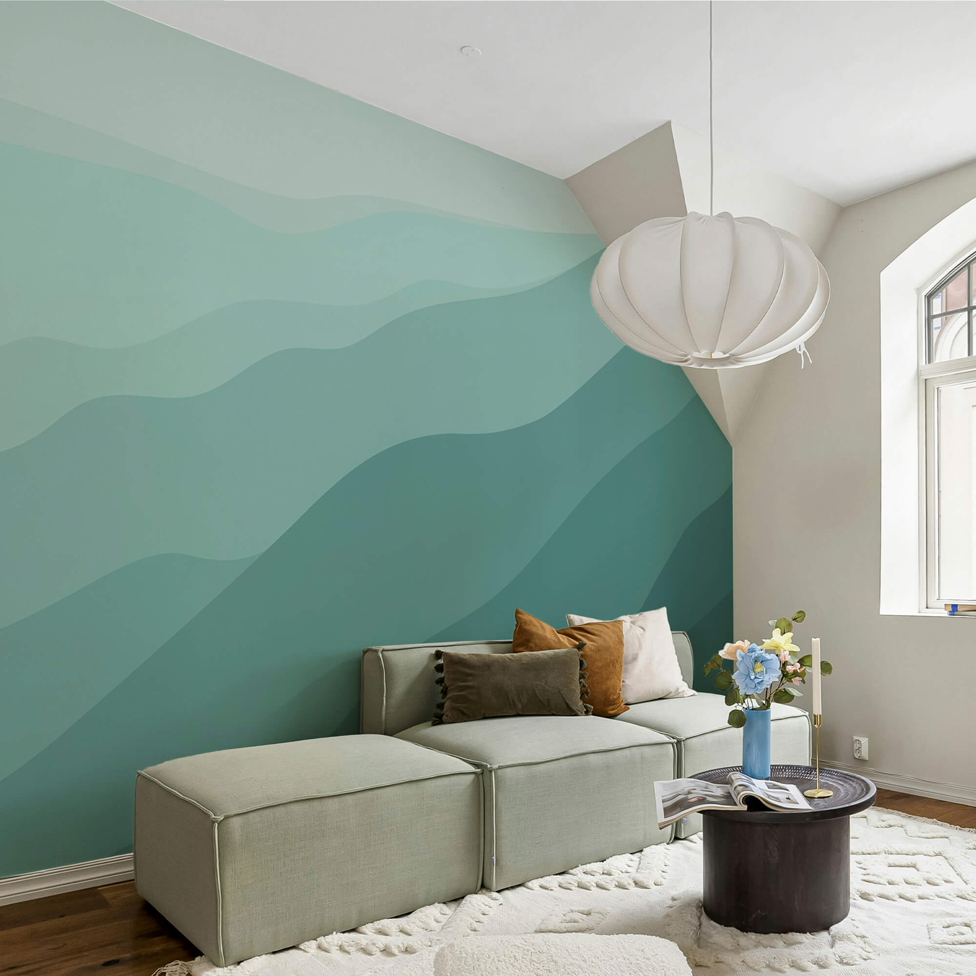 Green hills with blue sky