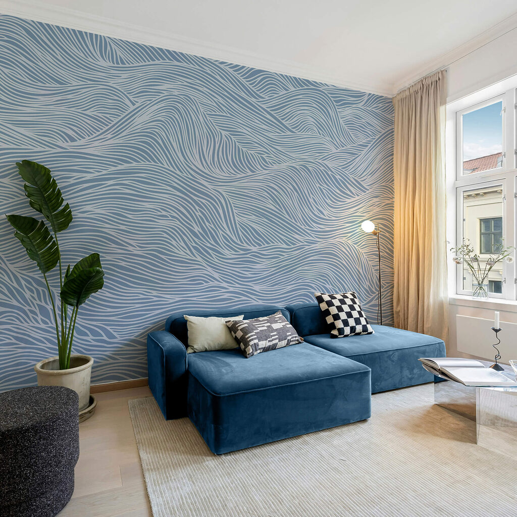 Blue and white wavy pattern