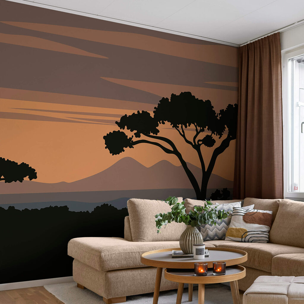 Tree with mountains in the background