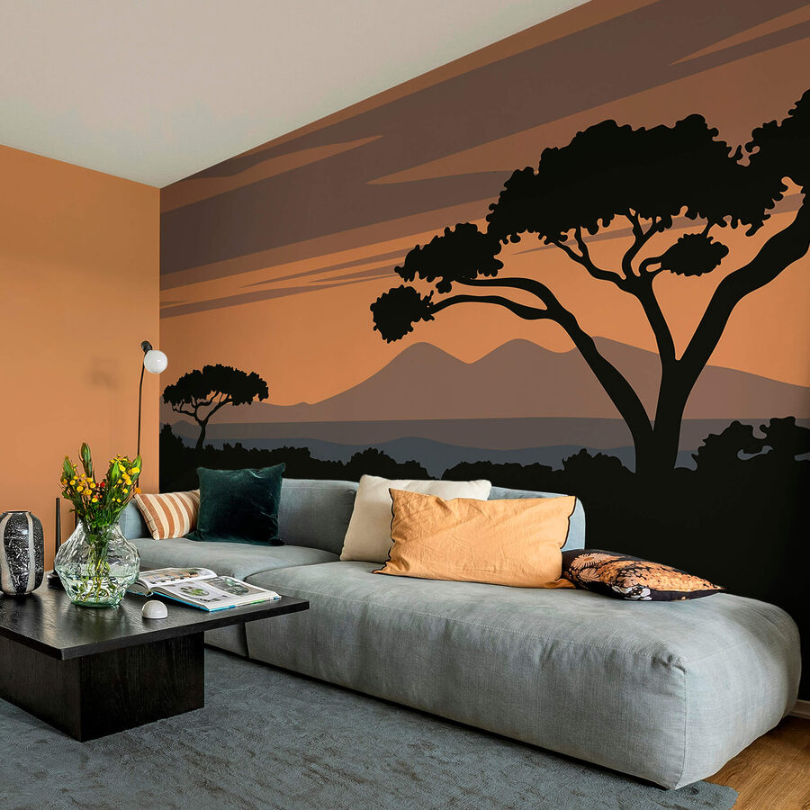 Wall murals Tree with mountains in the background - Image 2