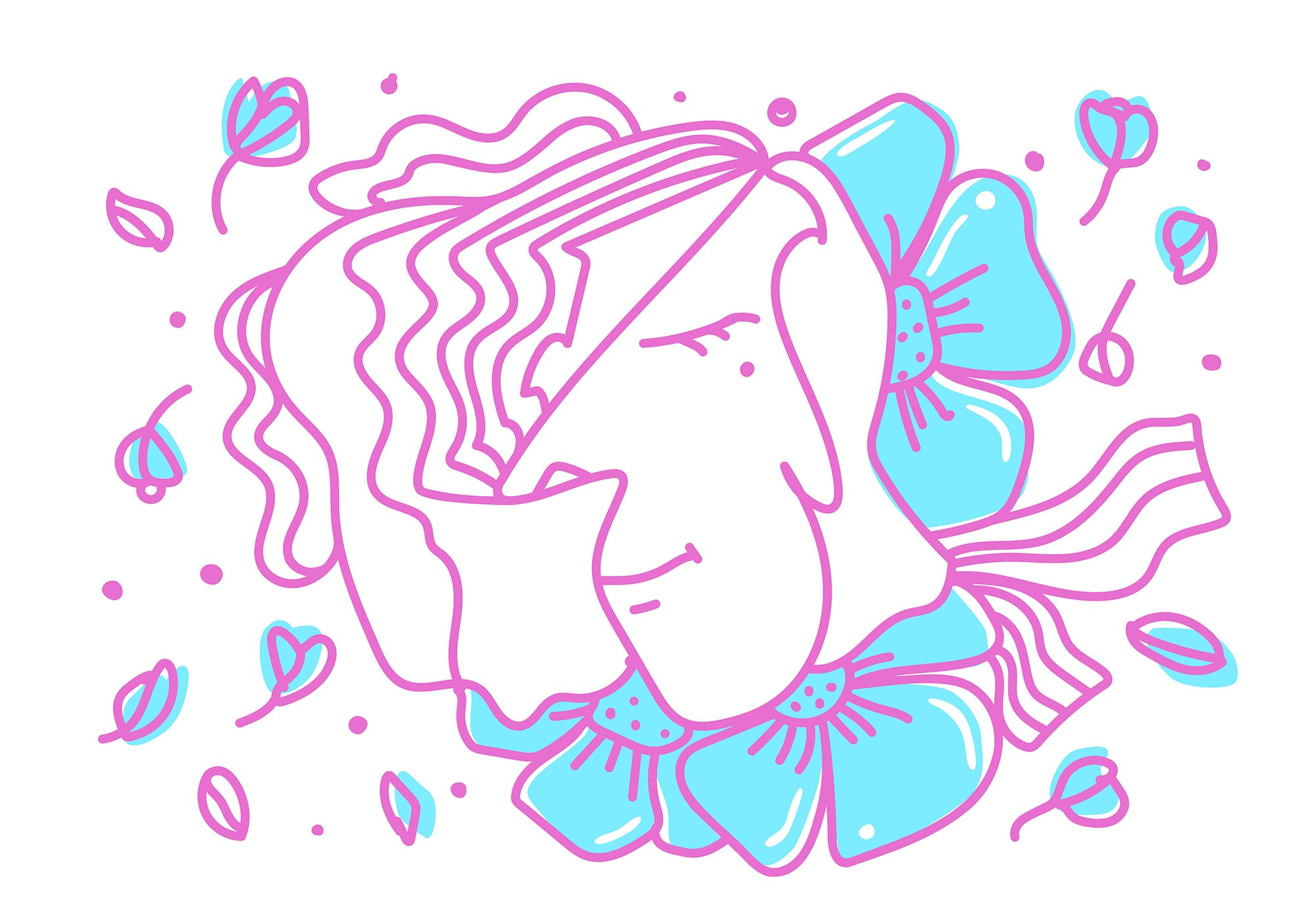 Drawing of a woman with flowers