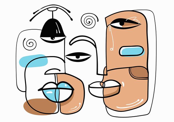 Group of faces drawn on a white background Group of faces drawn on a white background
