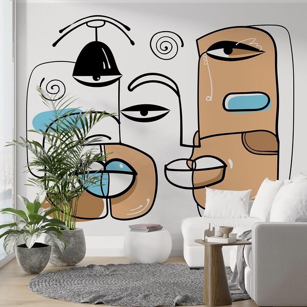 Group of faces drawn on a white background Group of faces drawn on a white background
