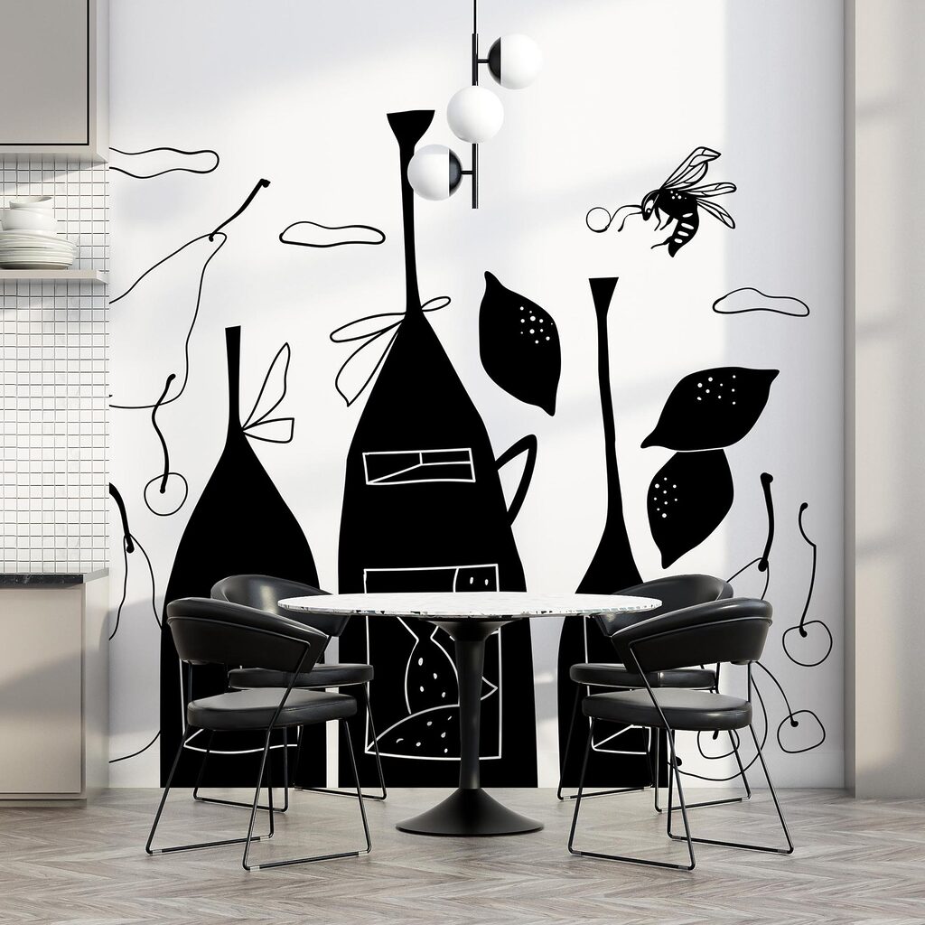 Black and white drawing of bottles Black and white drawing of bottles