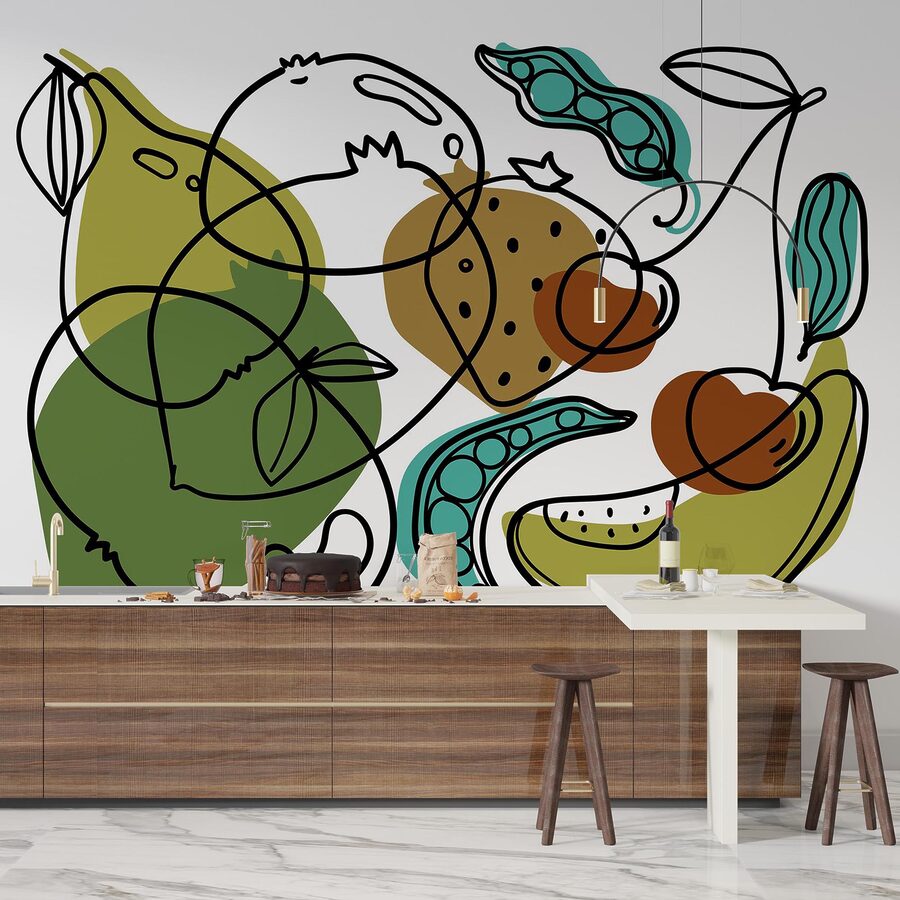 Wall murals Drawing of different fruits Wall murals Drawing of different fruits