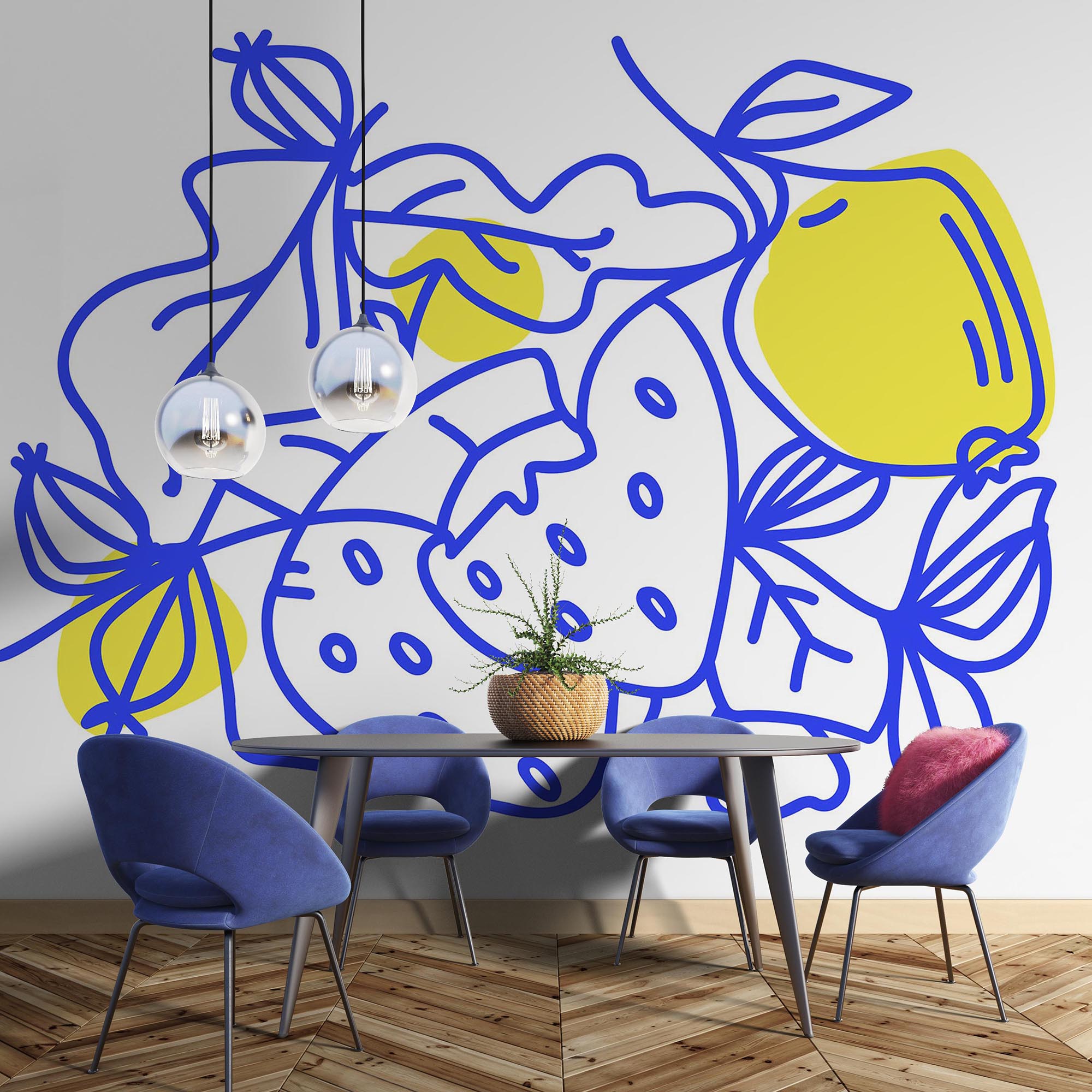 Drawing of fruits and leaves Drawing of fruits and leaves