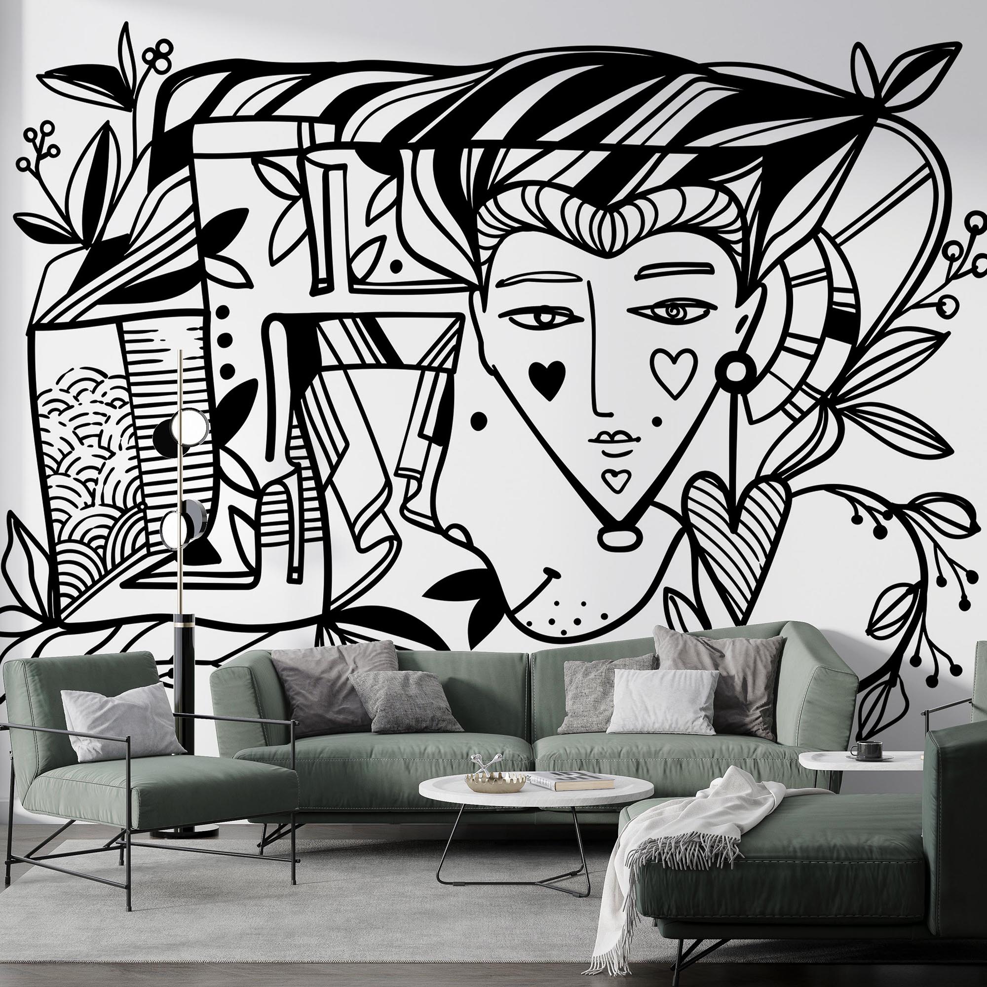 Black and white drawing of a person’s face Black and white drawing of a person’s face