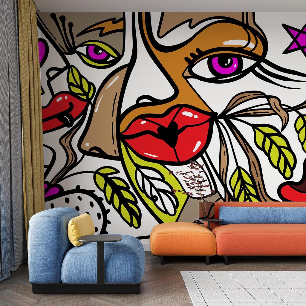 – Vibrant face with bold patterns