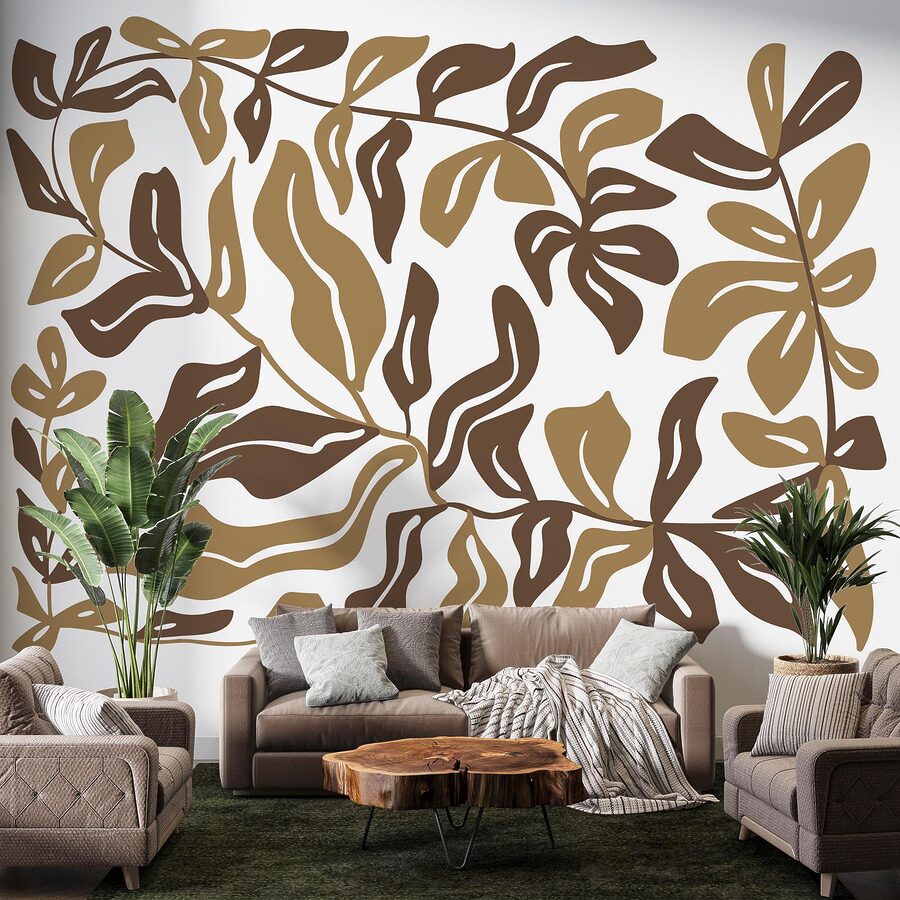 Wall murals Brown and tan leaves
