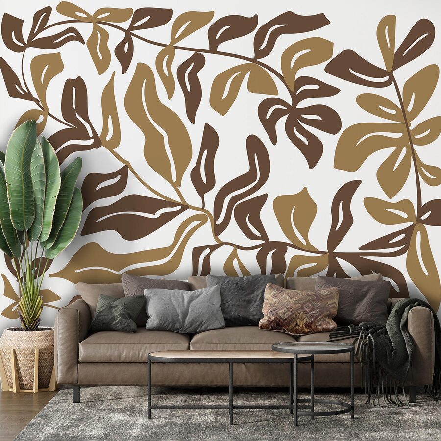 Wall murals Brown and tan leaves