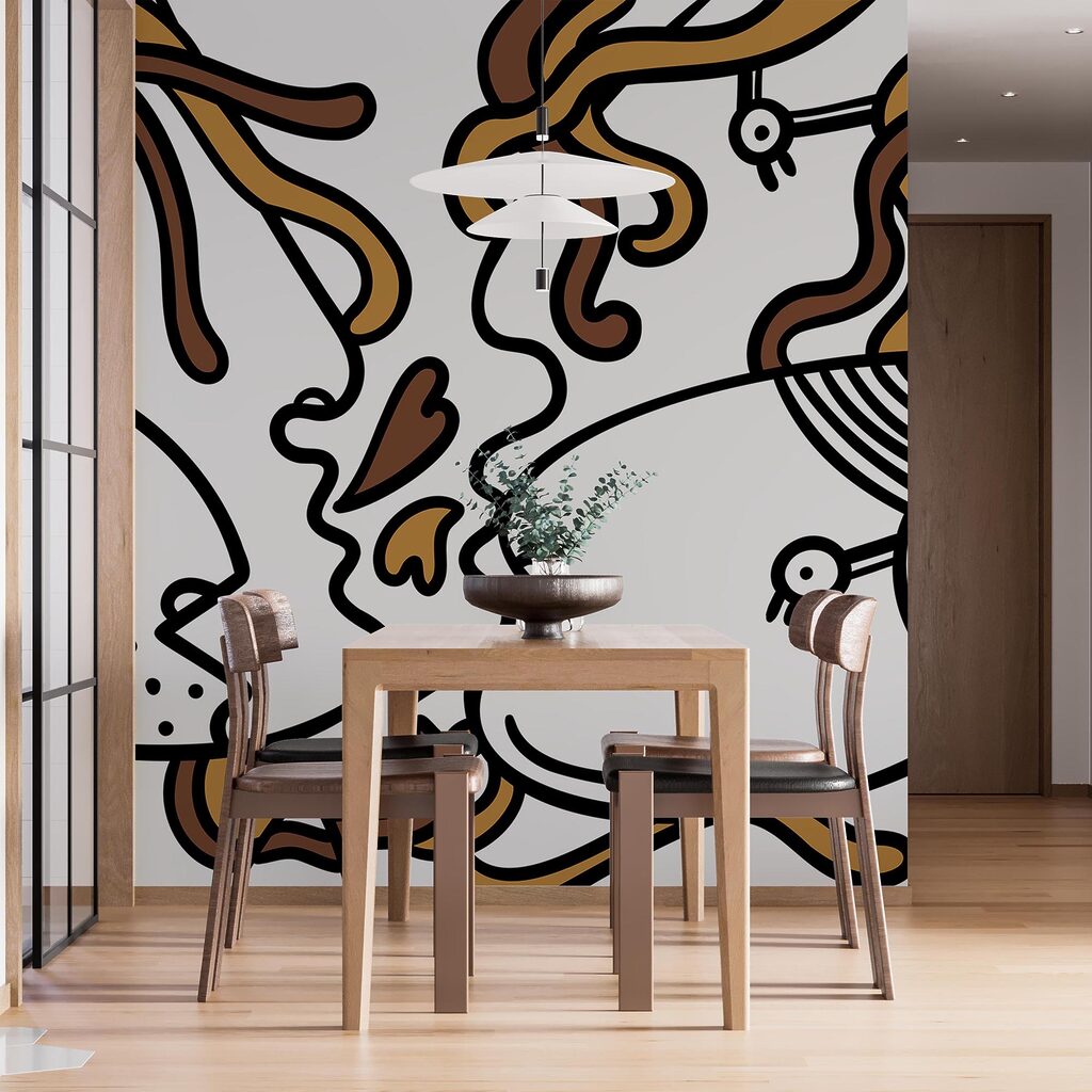 Wall murals Drawing of a couple of people