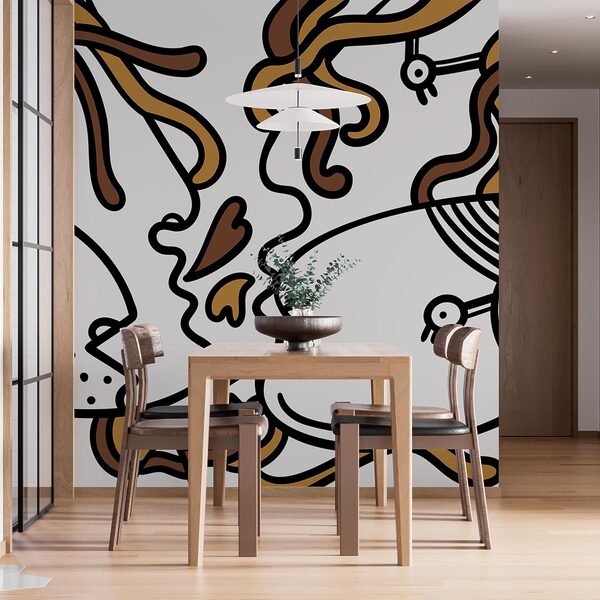 Wall murals Drawing of a couple of people Wall murals Drawing of a couple of people