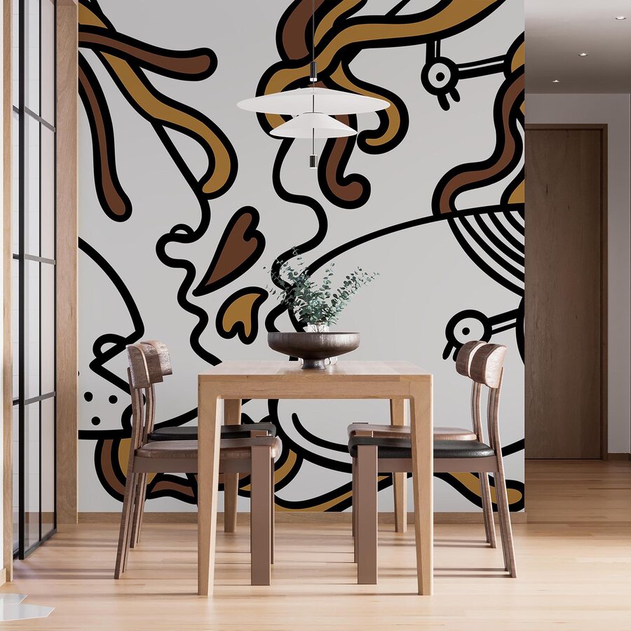 Wall murals Drawing of a couple of people Wall murals Drawing of a couple of people