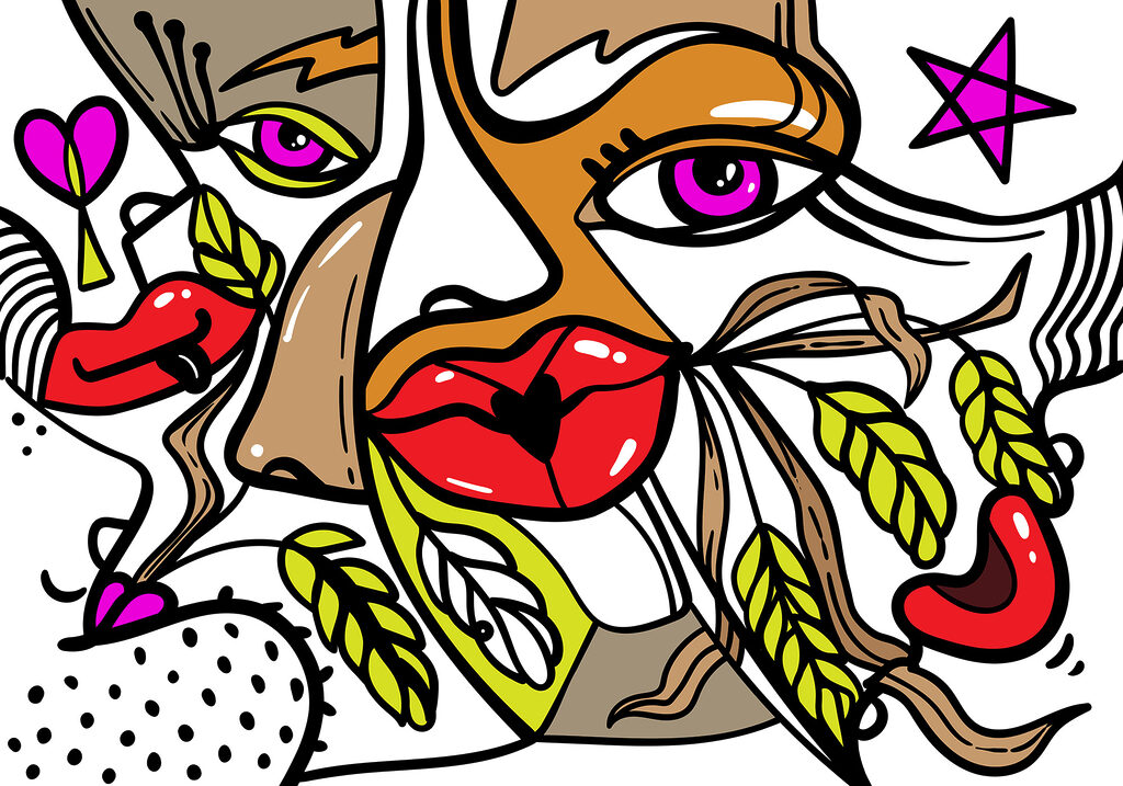 – Vibrant face with bold patterns – Vibrant face with bold patterns