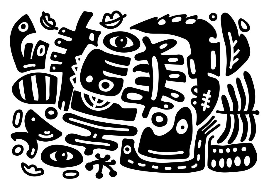 Wall murals Black and white drawing of various shapes - Image 3