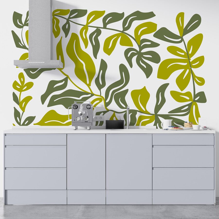 Wall murals Drawing of leaves and flowers
