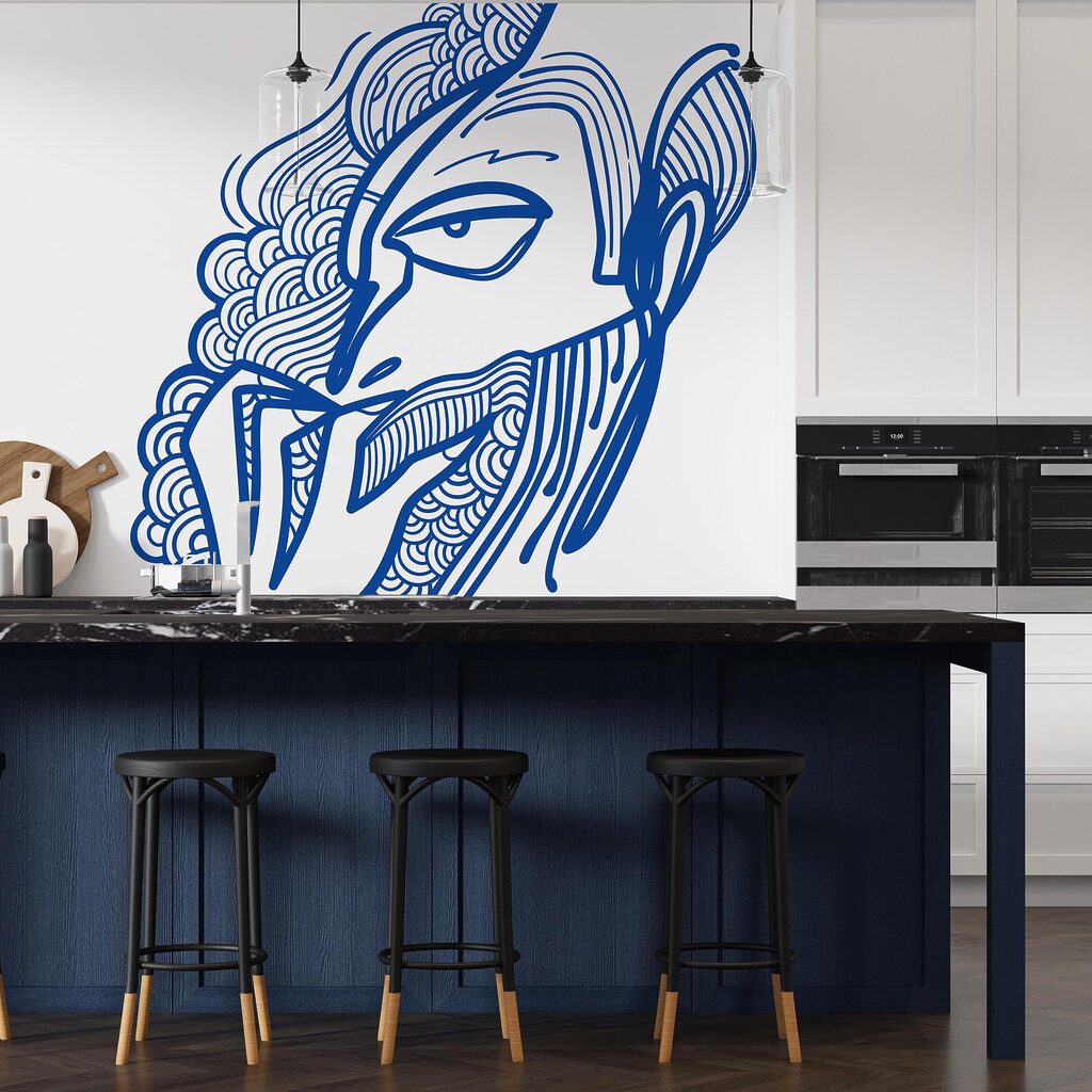 Drawing of a man with his hand to his mouth Drawing of a man with his hand to his mouth