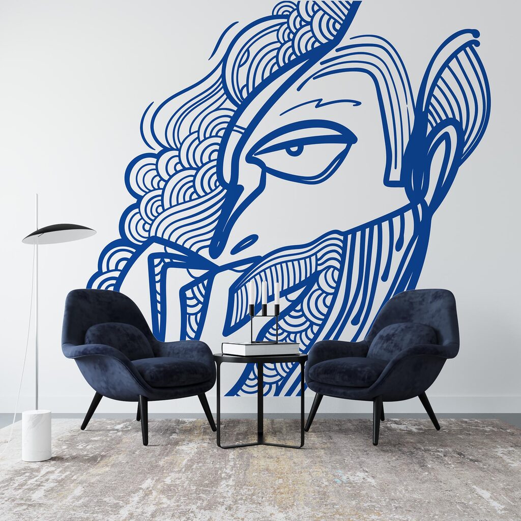 Drawing of a man with his hand to his mouth Drawing of a man with his hand to his mouth