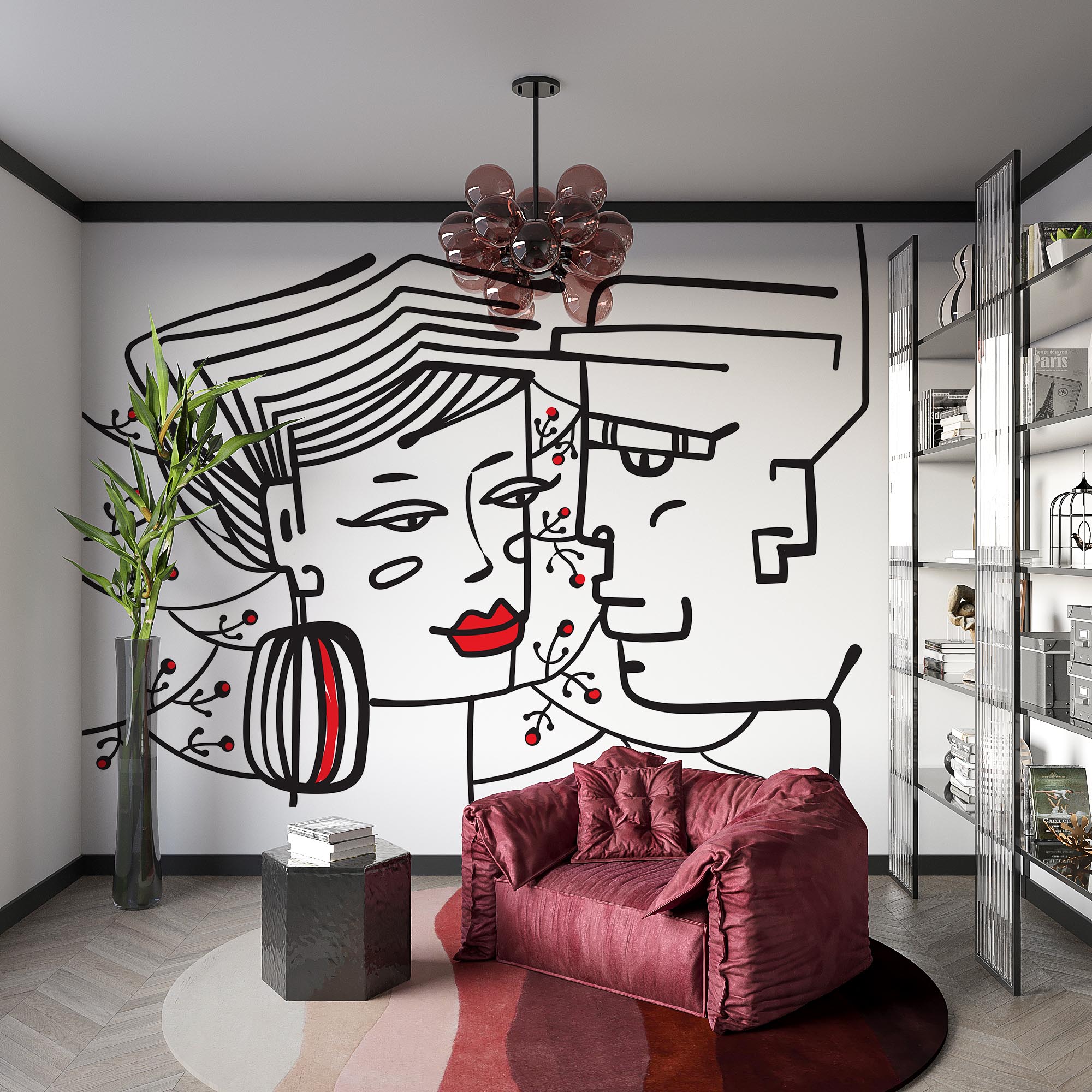 Drawing of a man and a woman