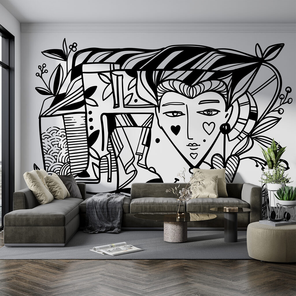 Black and white drawing of a person’s face Black and white drawing of a person’s face