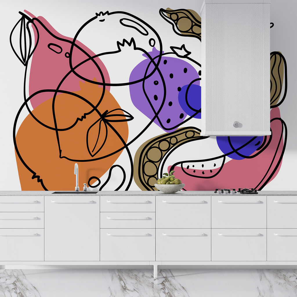 Wall murals Drawing of different fruits