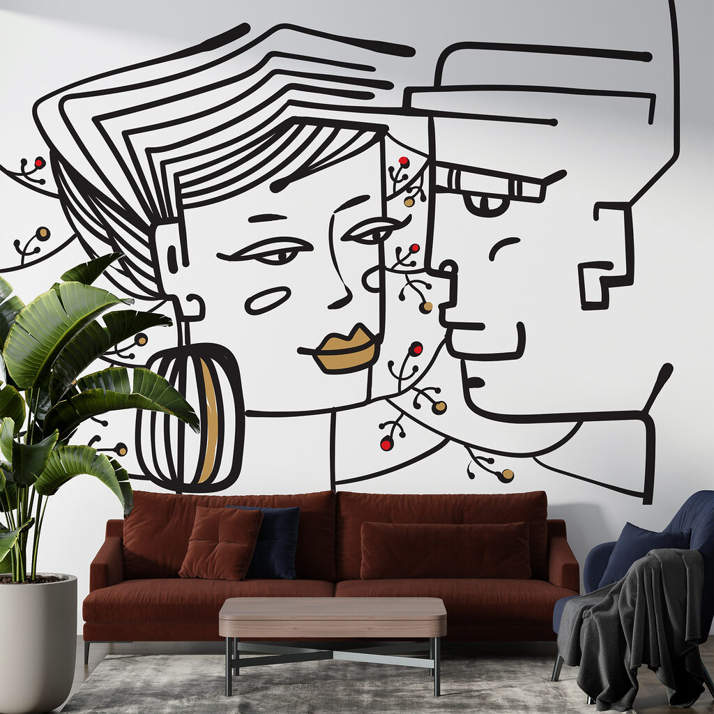Wall murals Drawing of a man and a woman Wall murals Drawing of a man and a woman