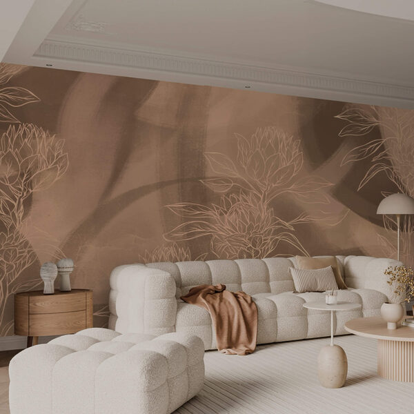 Floral outlines on warm background Floral outlines on warm background