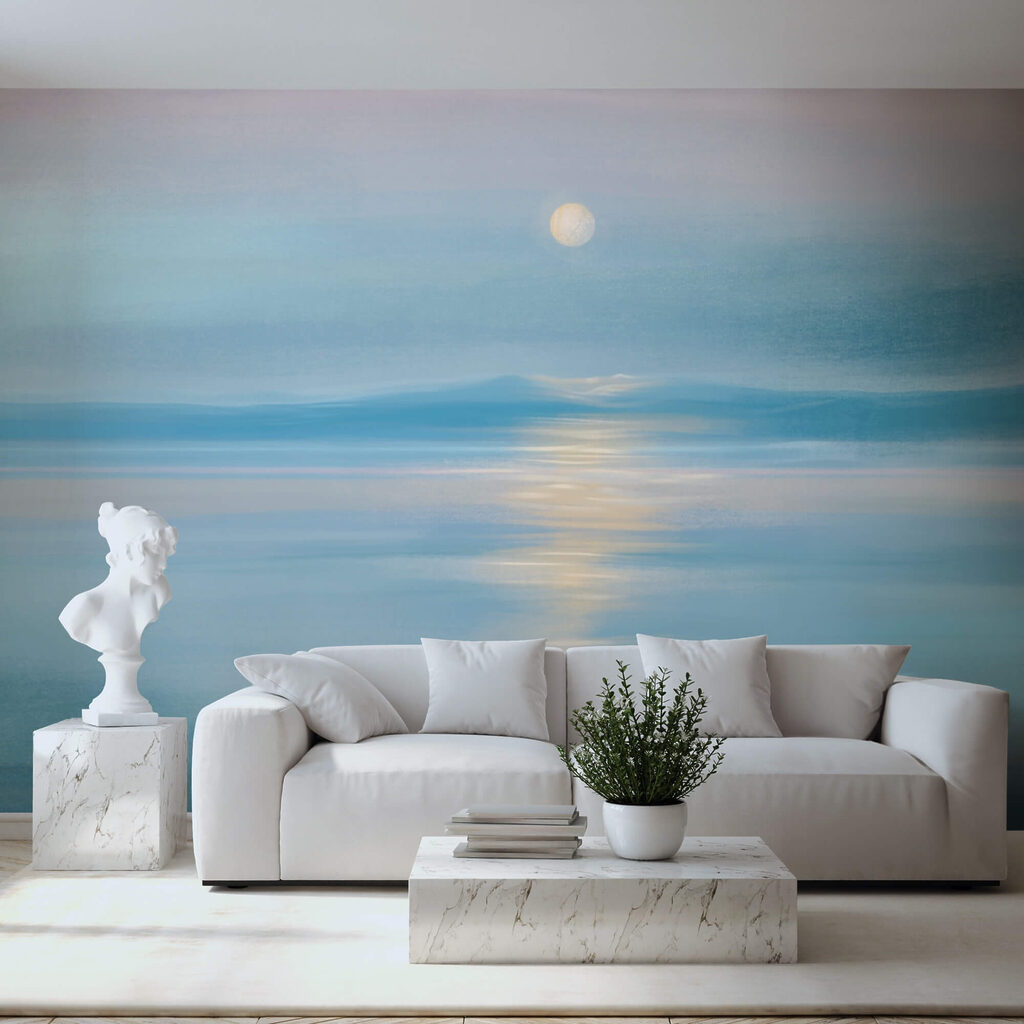 Moon over a body of water