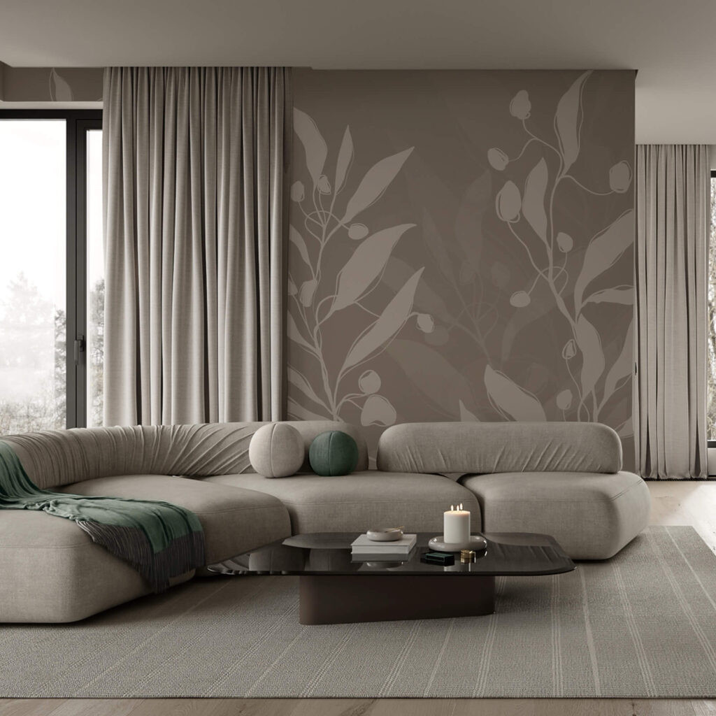 Soft botanical design on a neutral backdrop