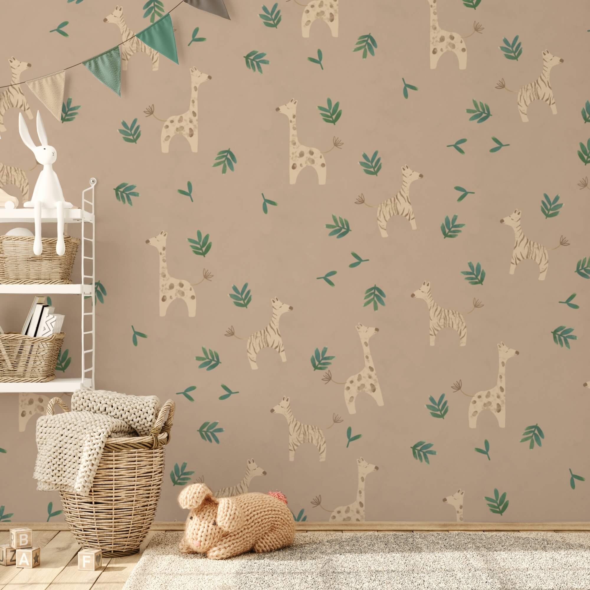 Pattern of giraffes and leaves Pattern of giraffes and leaves