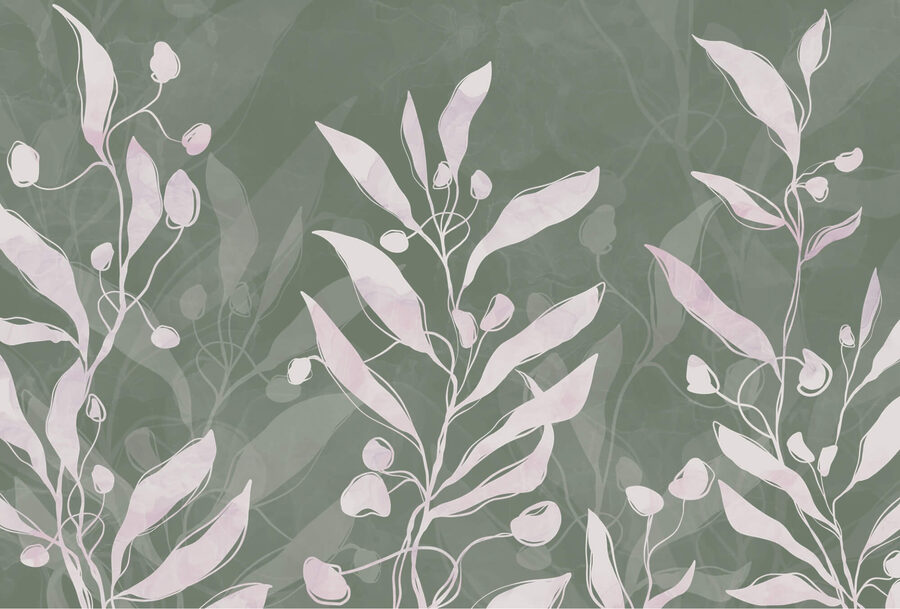 Wall murals Delicate leaves on a muted background - Image 3