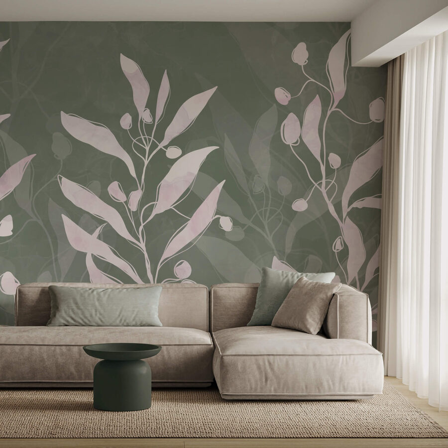 Wall murals Delicate leaves on a muted background - Image 2