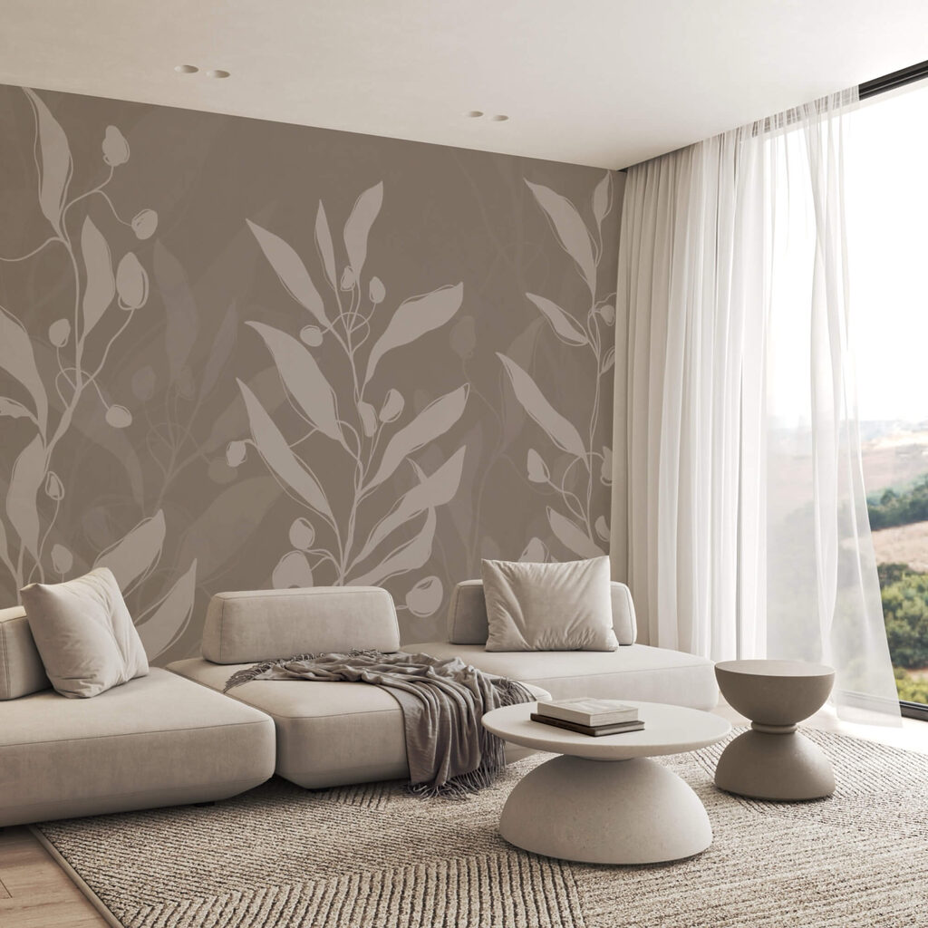 Soft botanical design on a neutral backdrop