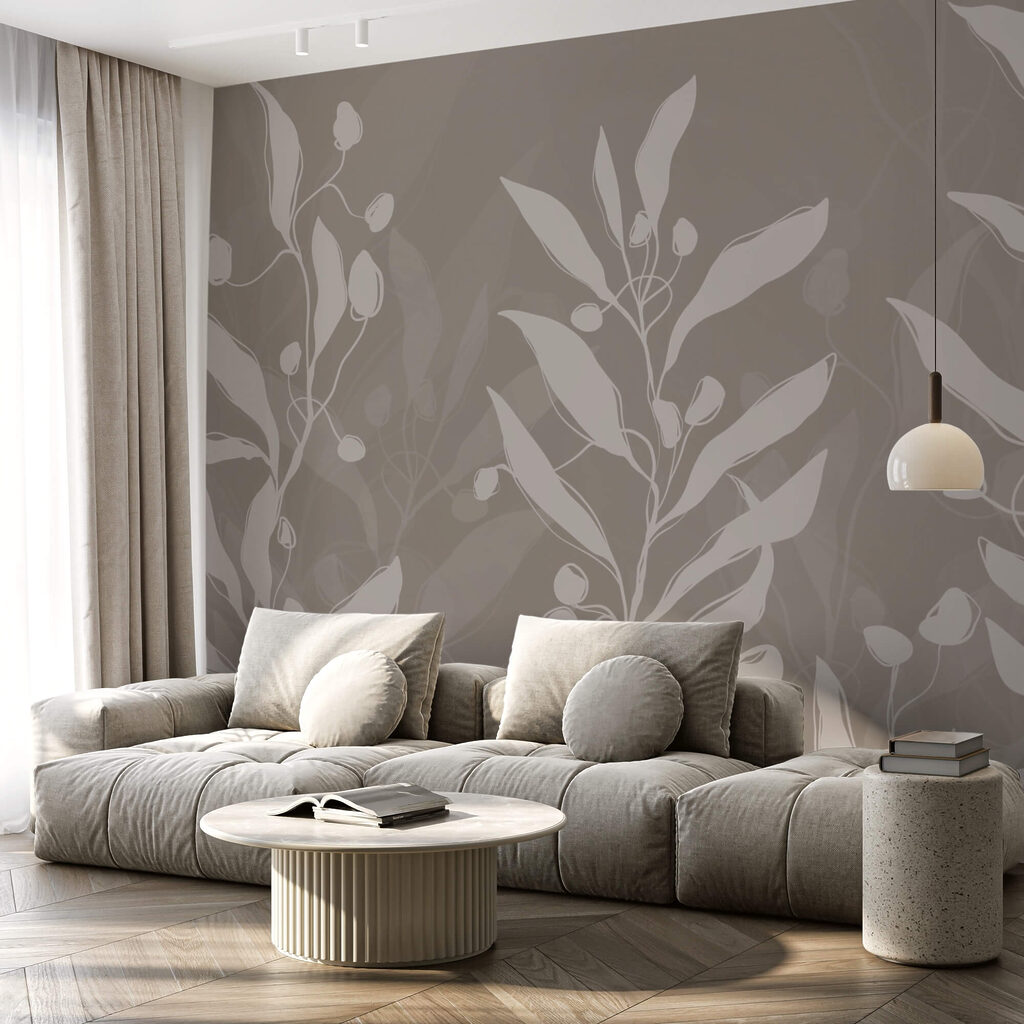 Soft botanical design on a neutral backdrop