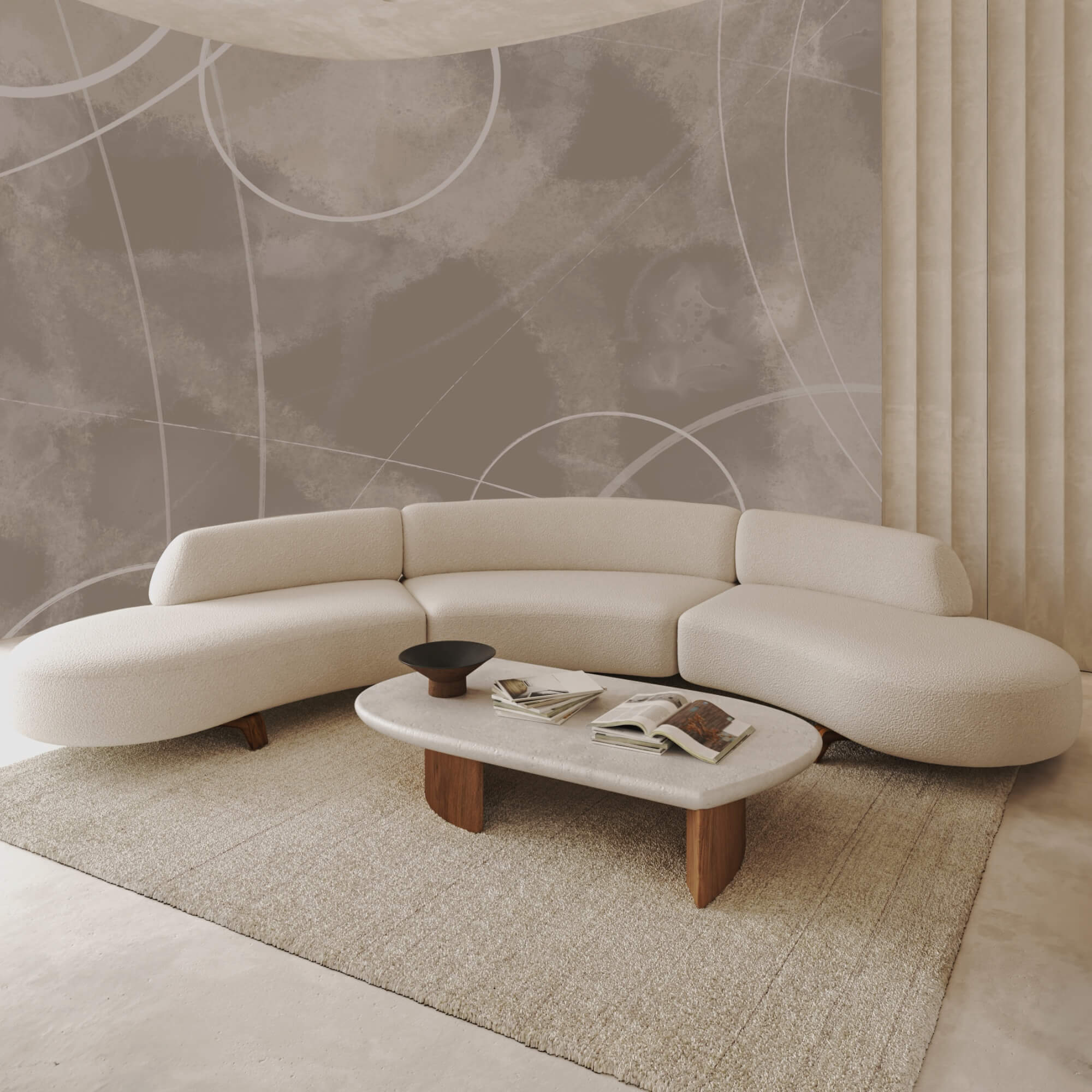 Brown background with white lines and circles Brown background with white lines and circles