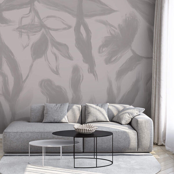 Grey and white background with flowers Grey and white background with flowers