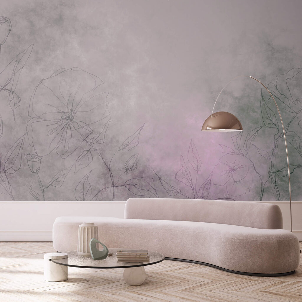 Drawing of flowers on a white surface