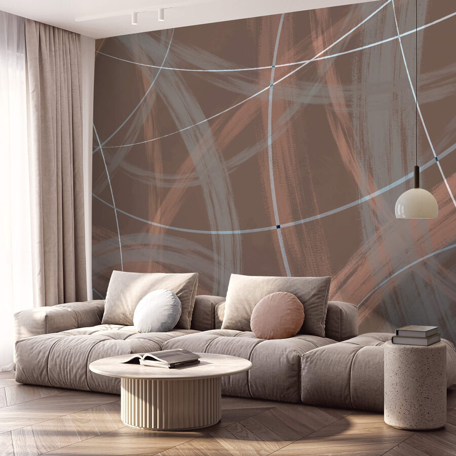 Brown and white background with lines and circles