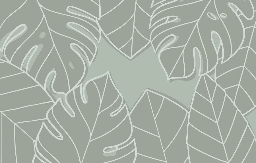 Wall murals Group of leaves on a gray background - Image 3