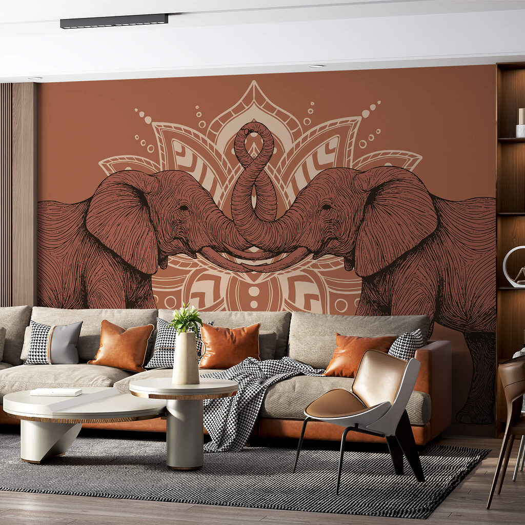 Two elephants with their trunks touching each other Two elephants with their trunks touching each other