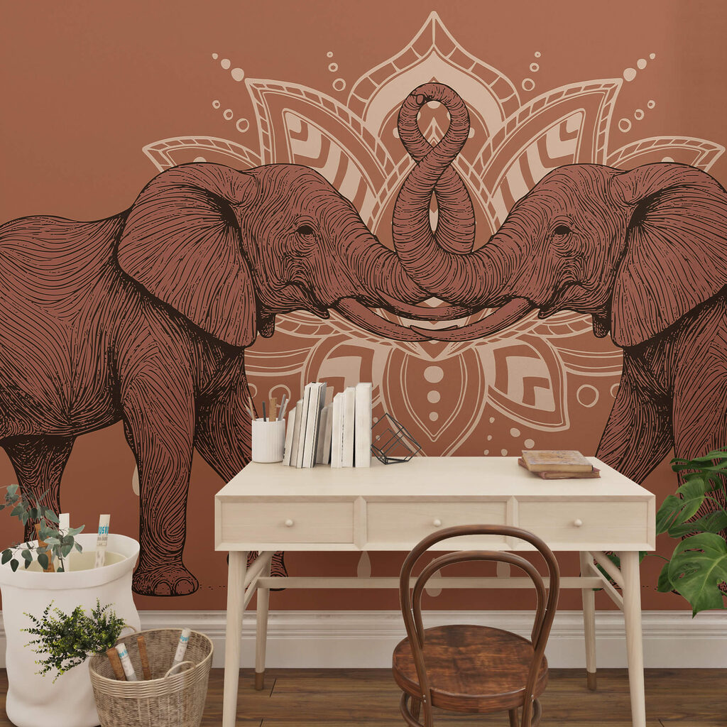 Two elephants with their trunks touching each other Two elephants with their trunks touching each other