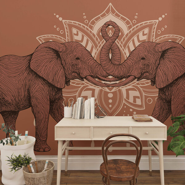 Two elephants with their trunks touching each other Two elephants with their trunks touching each other
