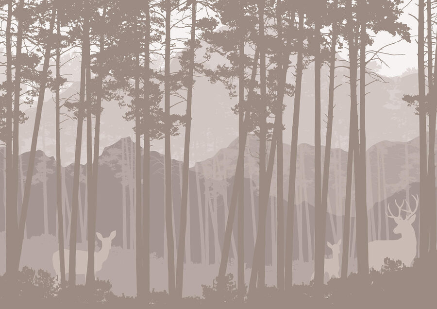 Group of deer in a forest