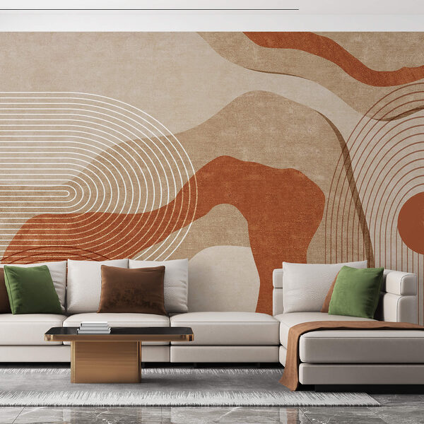 Wall murals Wall murals Brown and white abstract art (SKU: t00083)