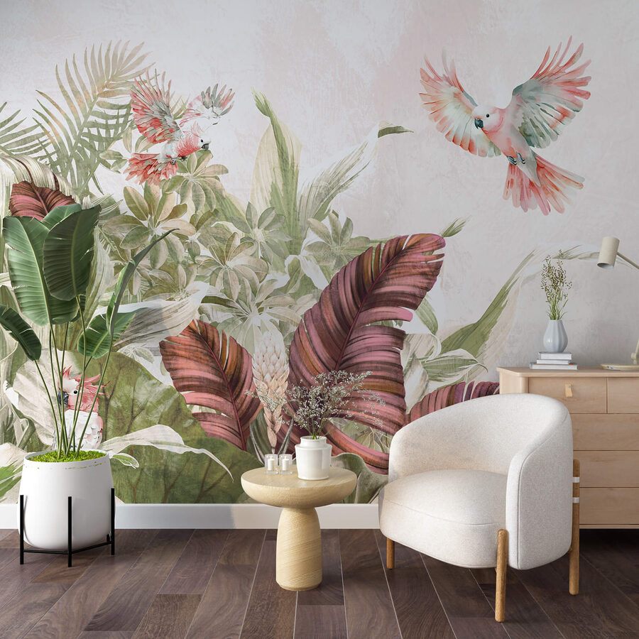 Wall murals Painting of birds flying over a plant - Image 2