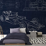 Wall mural Blueprint of a race car