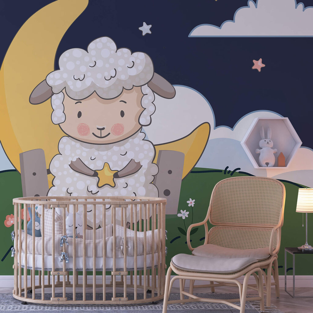 Cartoon of a sheep holding a star