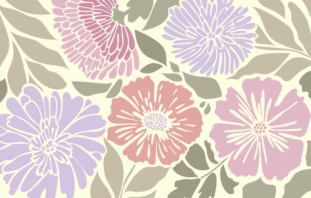 Colorful floral pattern with leaves Colorful floral pattern with leaves
