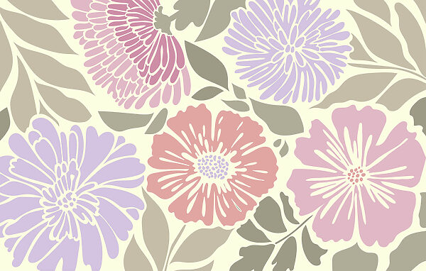 Colorful floral pattern with leaves Colorful floral pattern with leaves